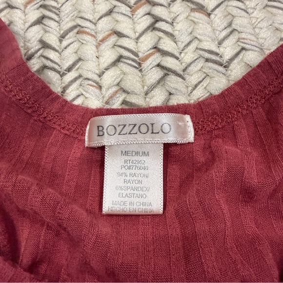 Bozzolo Red Ribbed Flowy Raceback Tank Top - Picture 3 of 5